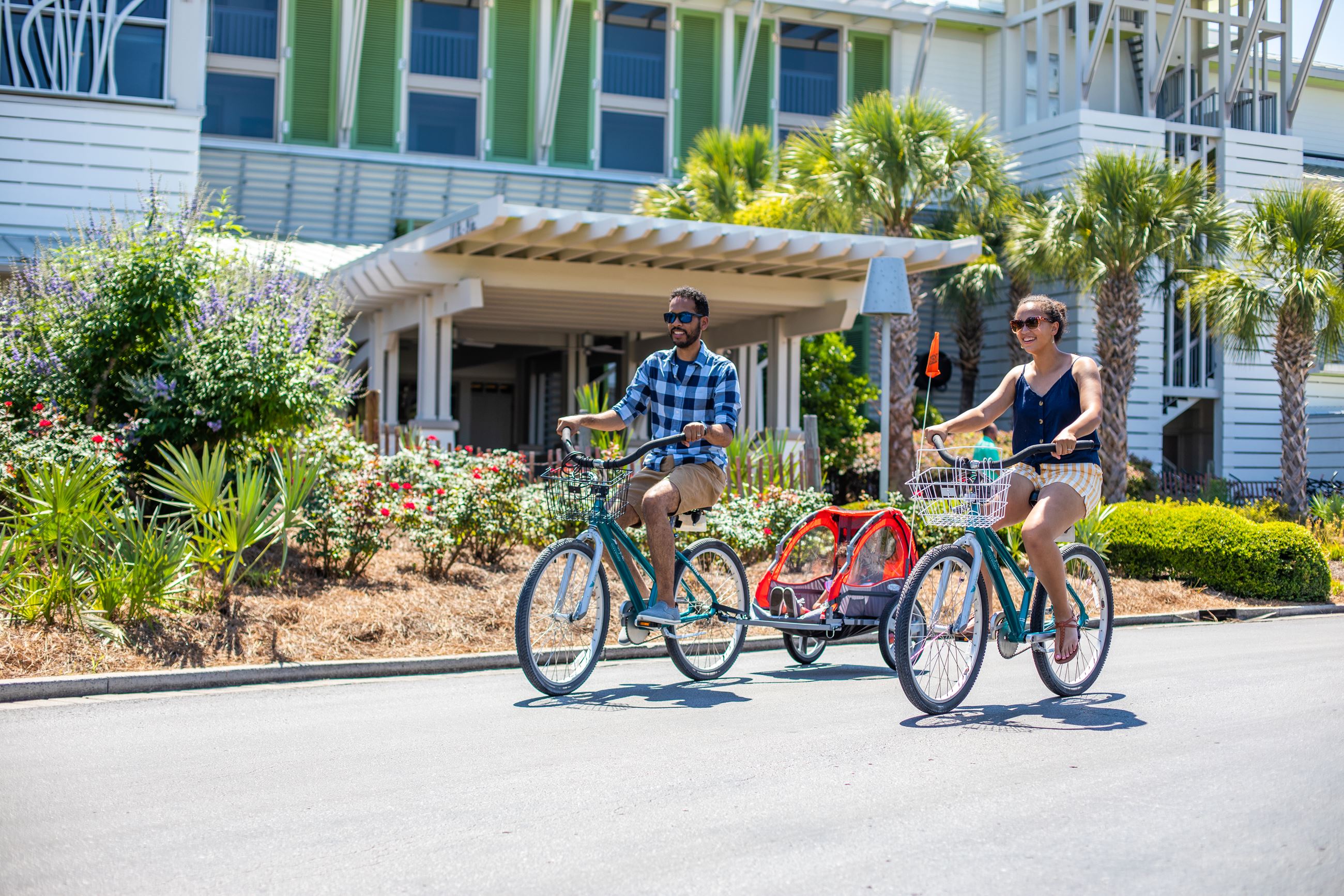 Family biking through WaterColor