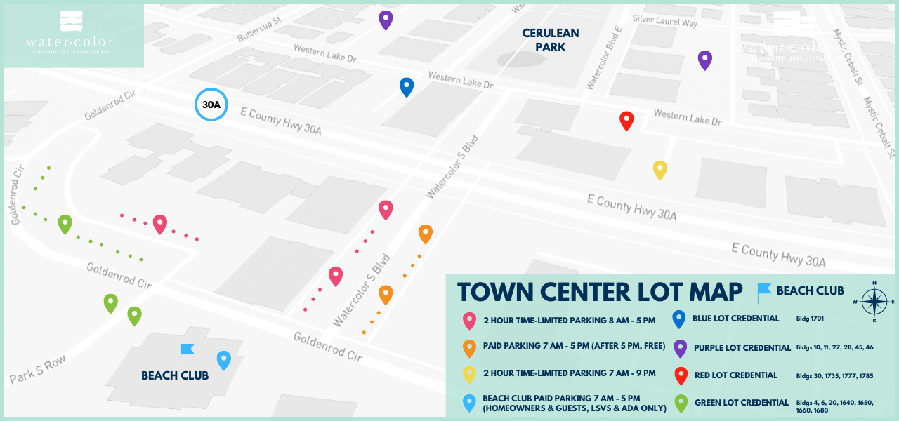 WaterColor Town Center Lot Map