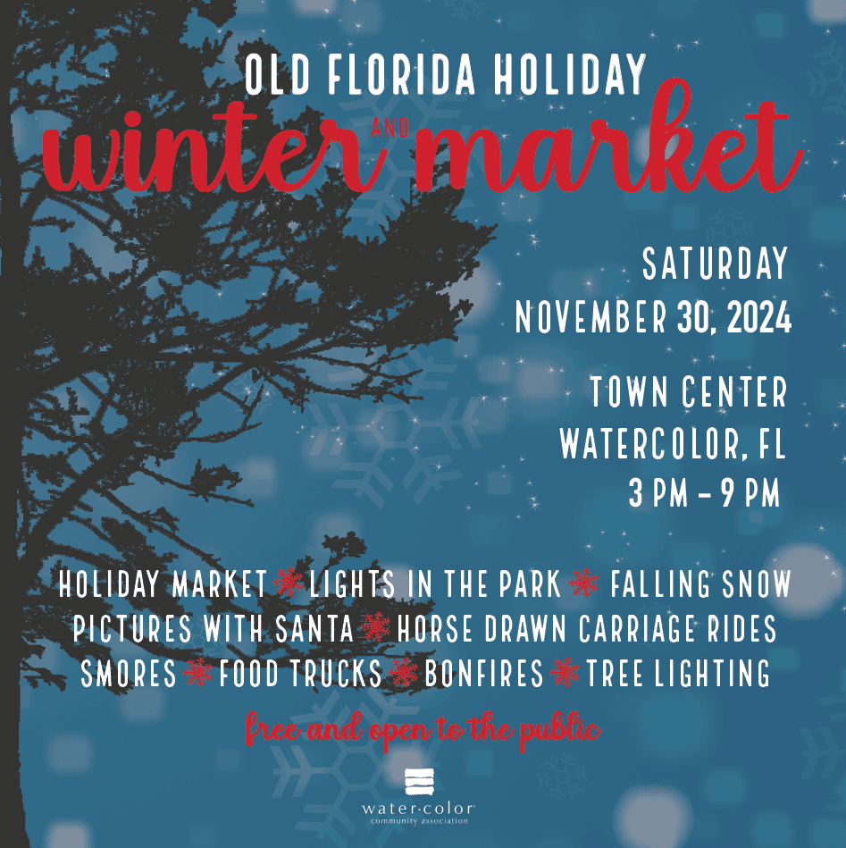 Poster promoting the Old Florida Holiday event in WaterColor