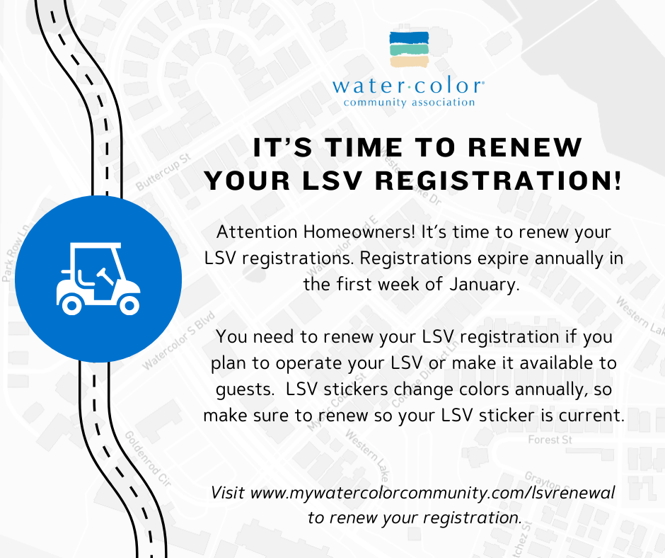 Flyer announcing renewals of WaterColor LSVs